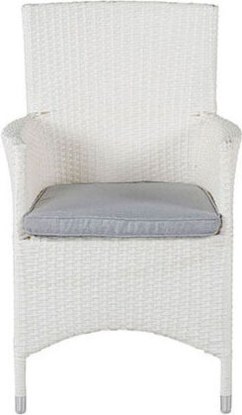 Malin hagestol med armlen inkl. pute, stabelbar hvit.