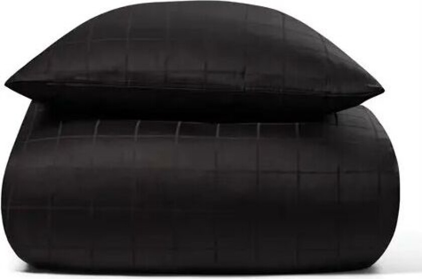 Sateng sengesett - 100% Bomullssateng - Check Black - 150x210 cm