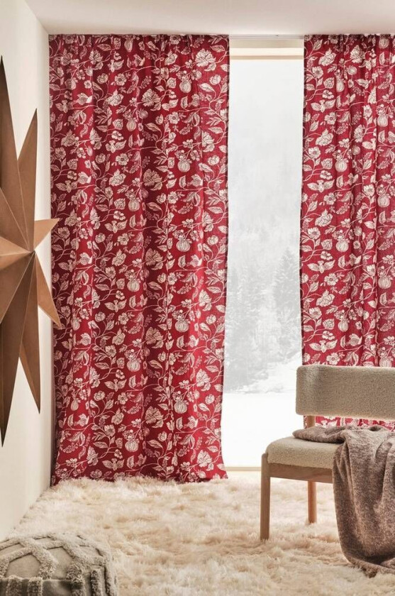 gardiner med multifunksjonsbånd 2-pk Rød