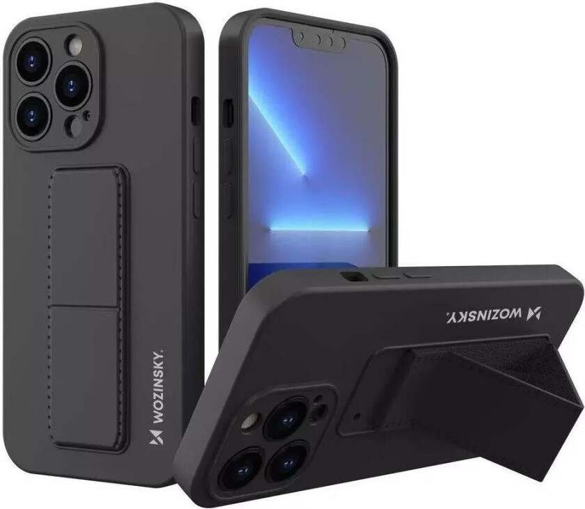 Wozinsky iPhone 13 Pro Wozinsky Silikondeksel m. Kickstand - Svart