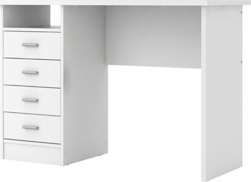 Fula skrivebord 4 skuffer og 1 hylle, hvit.