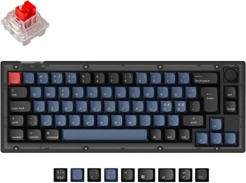 V2 Qmk 65% Rgb Knob Hotswap-Tastatur - Frosted Black [K Pro Red]