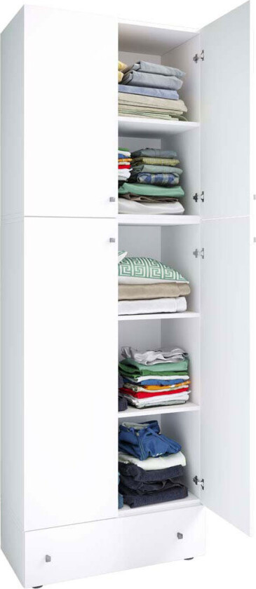 Bilde av LonaXXL garderobeskap 4 dører 1 skuff hvit.