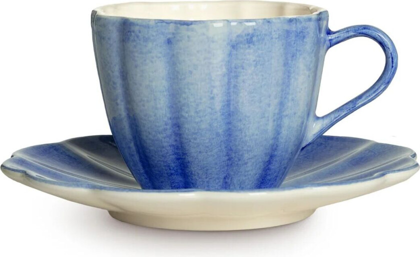 Oyster kopp med fat 25 cl Lyseblå