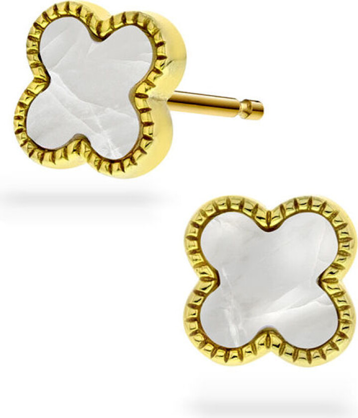 Bilde av , Kløver øredobber i forgylt 925 sølv med perlemor