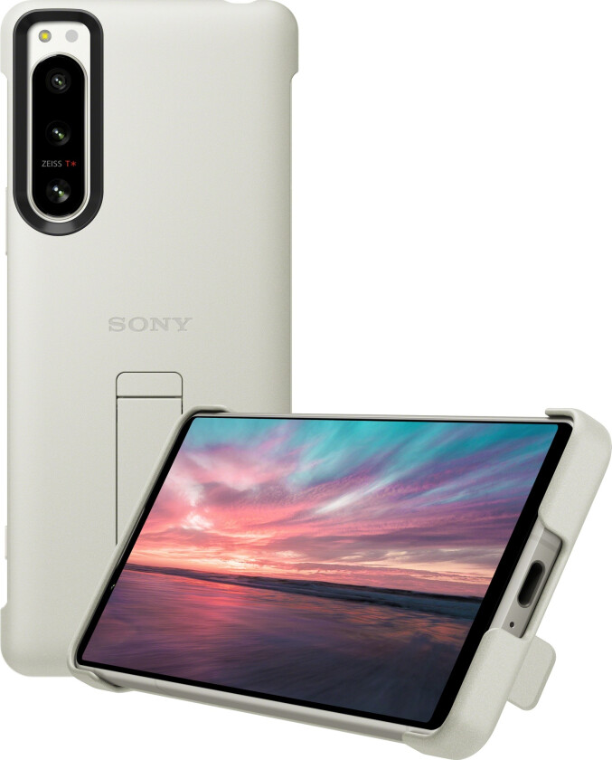 XQZ-CBCQ - Baksidedeksel for mobiltelefon - polyuretan, polykarbonat - hvit/lysebeige - for XPERIA 5 IV