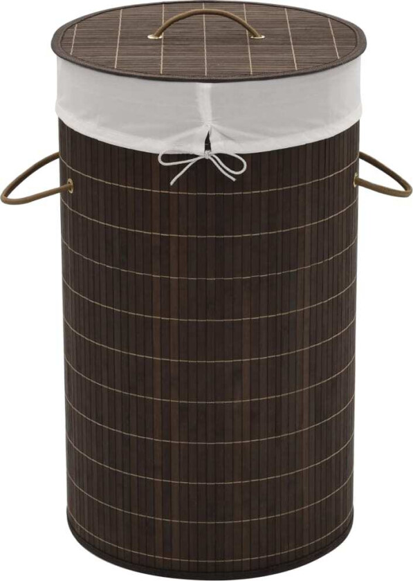 Skittentøyskurv bambus rund mørkebrun