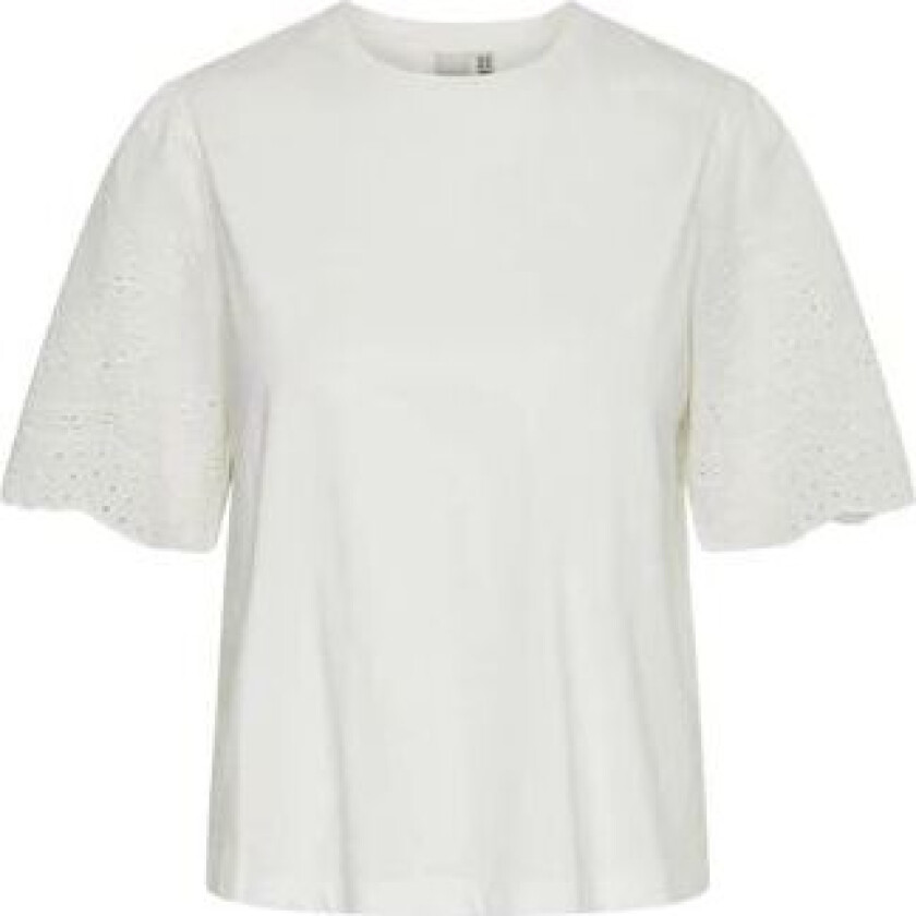 Yaslex Ss Top W. Emb Sleeves - Star White S