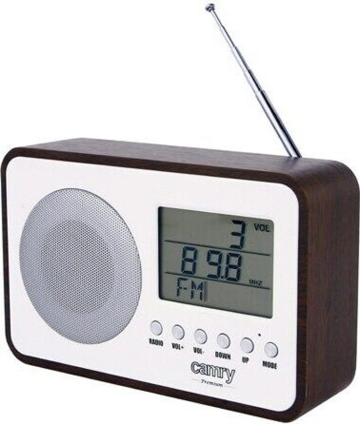 Bilde av Camry CR1153, Bærbar, Digitalt, FM, LCD, Svart, Hvit, Plastikk, Tre