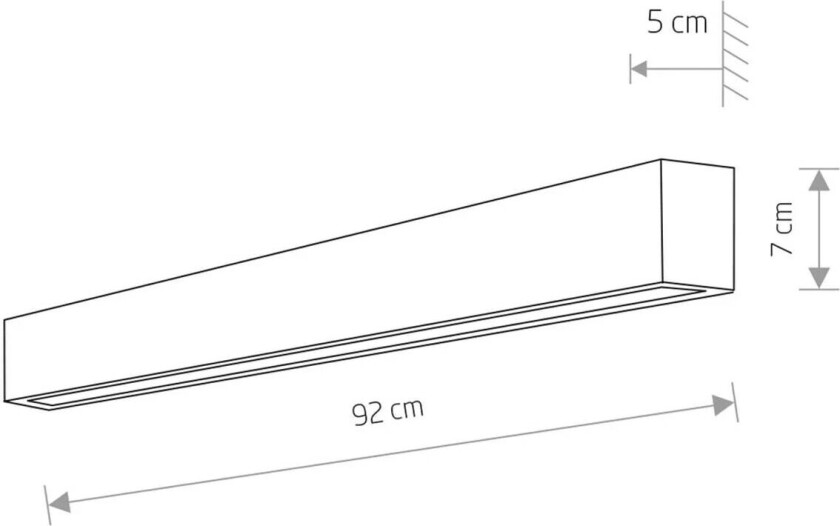 Vegglampe Straight M, 92 cm, hvit