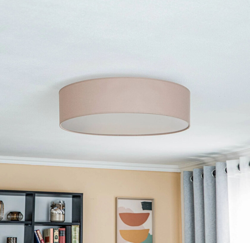 Roller taklampe, stoff, cappuccino, Ø50cm