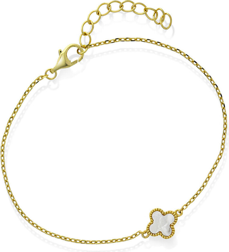 Kløver armbånd i forgylt 925 sølv med perlemor