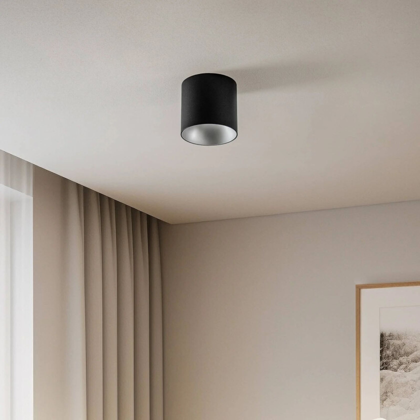 Downlight Point Tone, svart, sølv innvendig