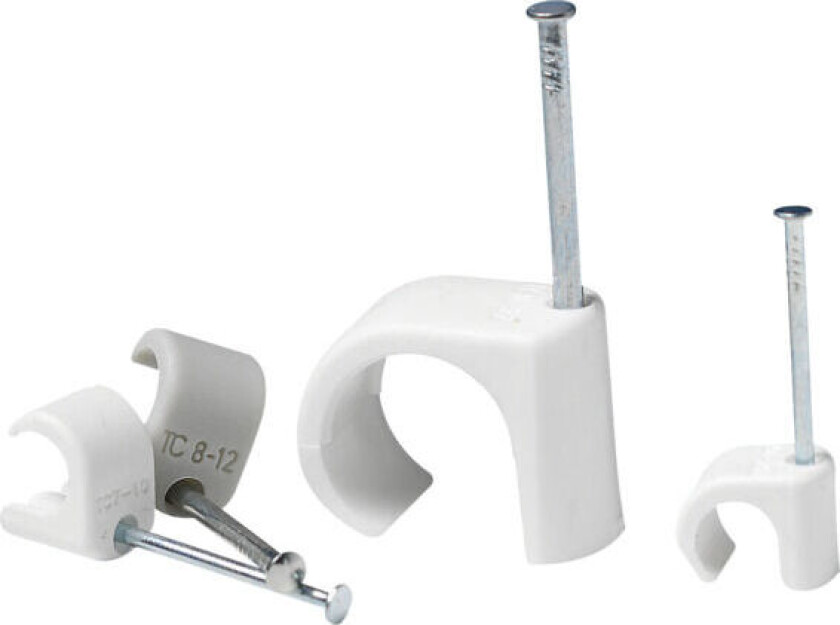 SCHNEIDER ELECTRIC Clips rund TC-C5M 22-26mm grå, Ø2,5/45/21mm søm i syrefast rustfrit stål, kat. C5M - (50 stk.)