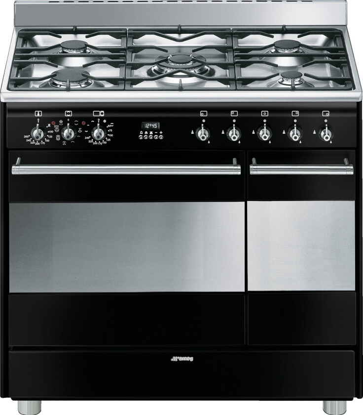 SMEG Classic Gasskomfyr 2 Ovner 90 Cm Sort