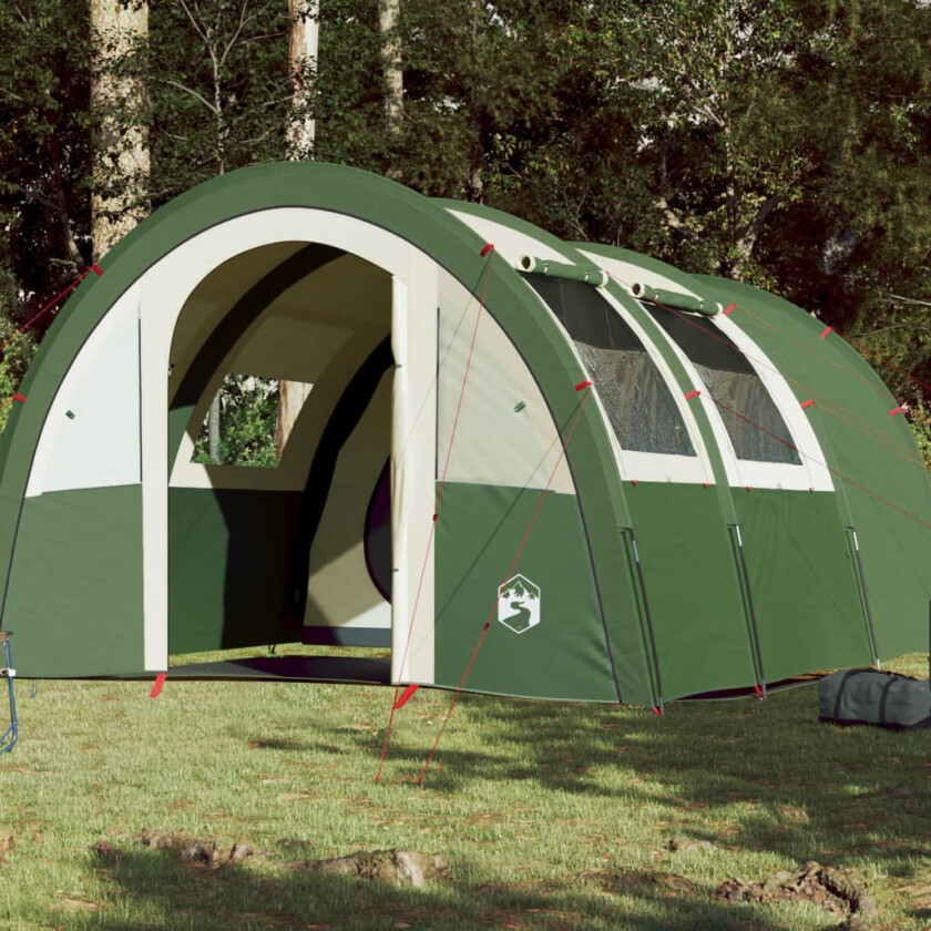 Campingtelt 4 personer grønn 483x340x193 cm 185T taft