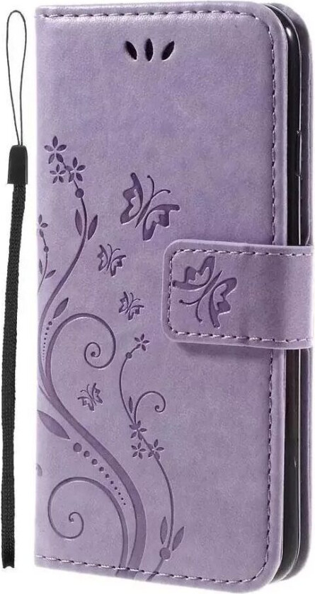 iPhone SE (2022/2020)/8/7 Sommerfugle Skinndeksel med Lommebok Lilla