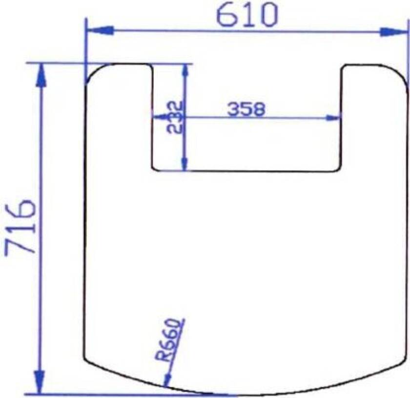 Gulvplate glass 610 x 716 mm