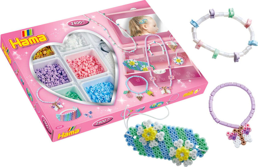 Midi Aktivitetsboks 2400 Perler - Rosa