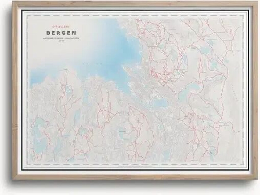 Fjellkart Bergen (50x70 Cm) - Uten Ramme