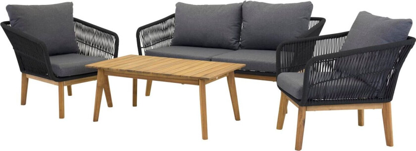 Chania hagesett 4 deler natur, svart.