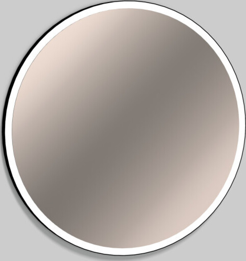 speil med lys, dimbar, Ø100 cm, sort