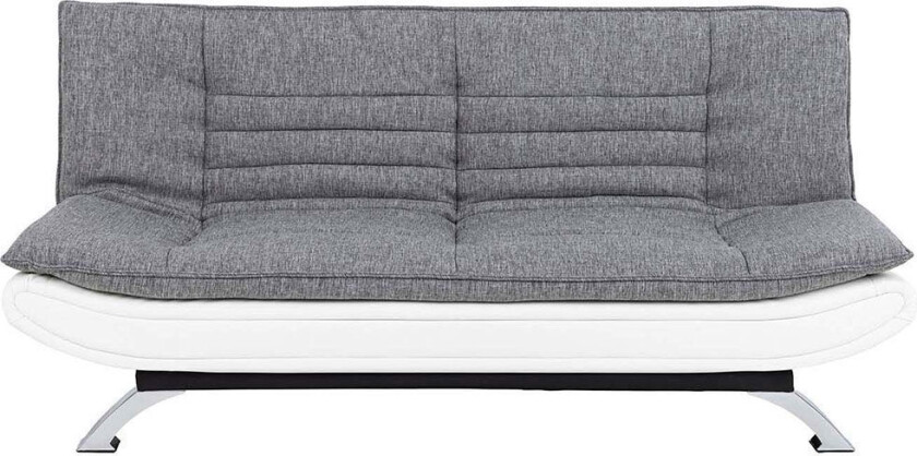 Fanny sovesofa med topp i lys grå og bunn i hvit PU kunstskinn.