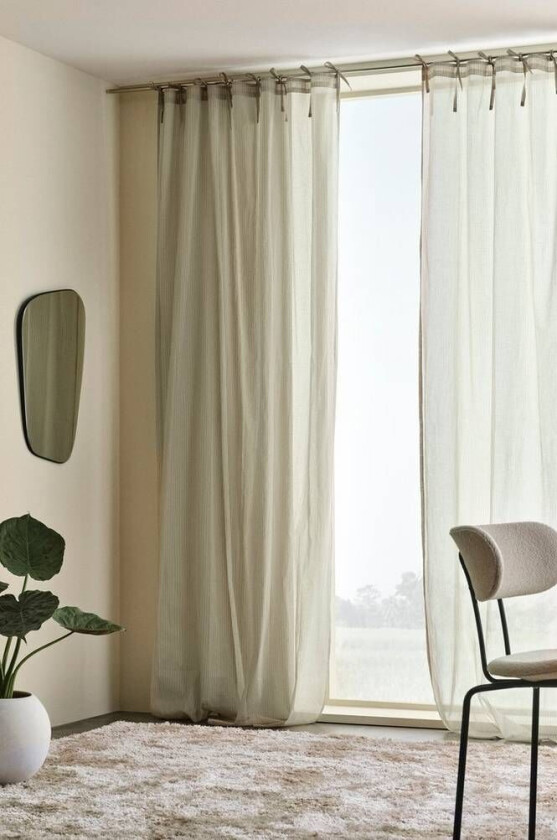 gardiner med knytebånd 2-pk Grønn matt svart