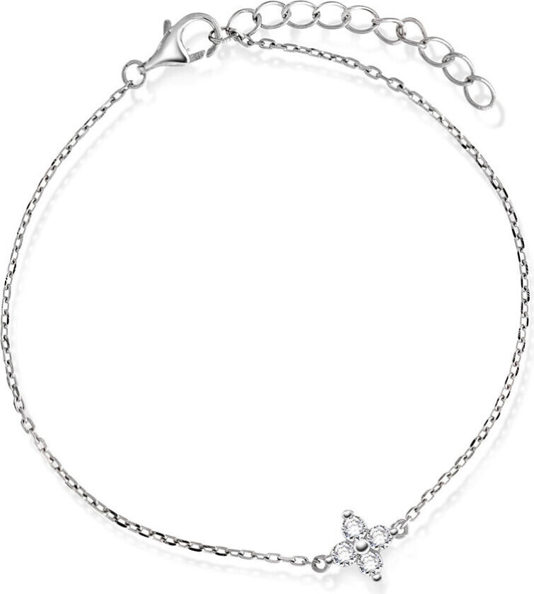 Blomst armbånd i 925 rhodinert sølv med zirkonia