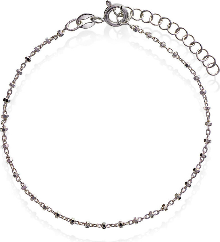 Armbånd i rhodinert 925 sølv med kuler, 19 cm