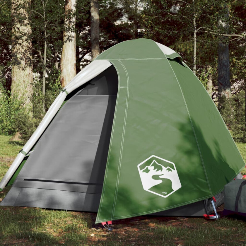 Campingtelt 2 personer grønn 254x135x112 cm 185T taft