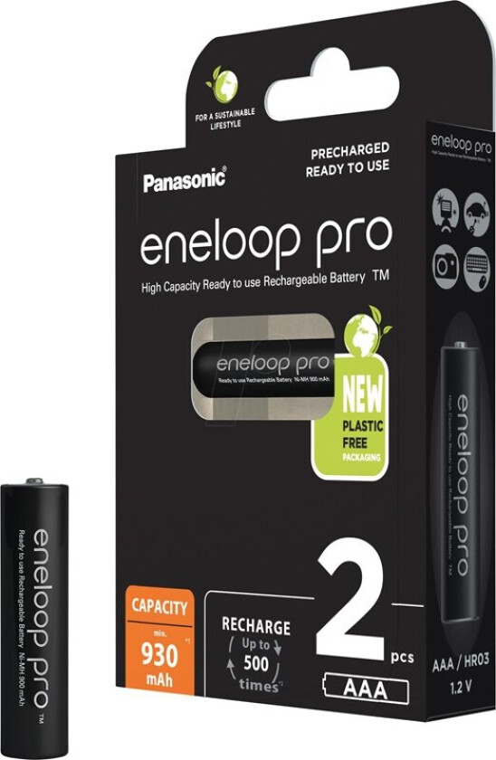 eneloop pro BK-4HCDE/2BE - Batteri 2 x AAA - NiMH - (oppladbart) - 930 mAh