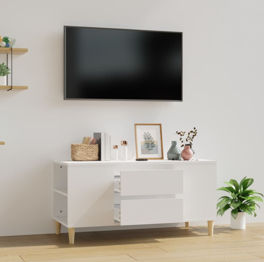 TV-benk - 102x44,5x50 cm konstruert tre - hvit