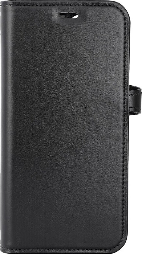 iPhone 15 2-i-1 Magnet Flip-Deksel i Ekte Skinn med Lommebok - Svart
