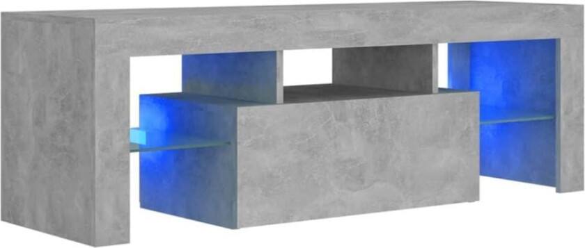 TV-benk med LED-lys betonggrå 120x35x40 cm