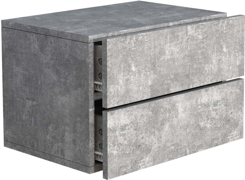 UsalL45 nattbord vegghengt 2 skuffr betong dekor.