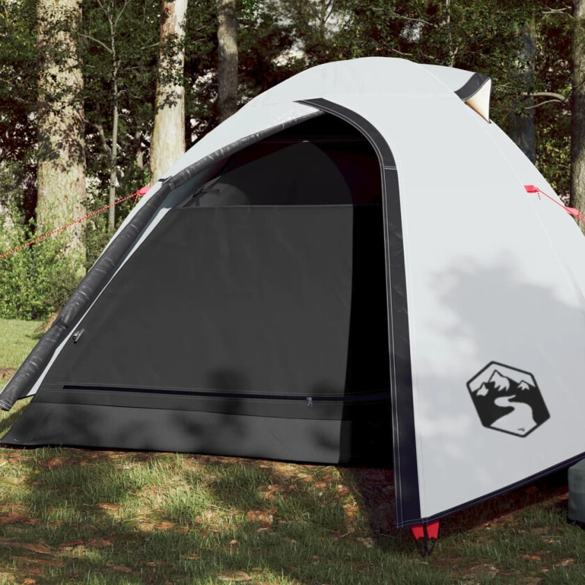 Campingtelt 2 personer hvit 264x210x125 cm 185T taft