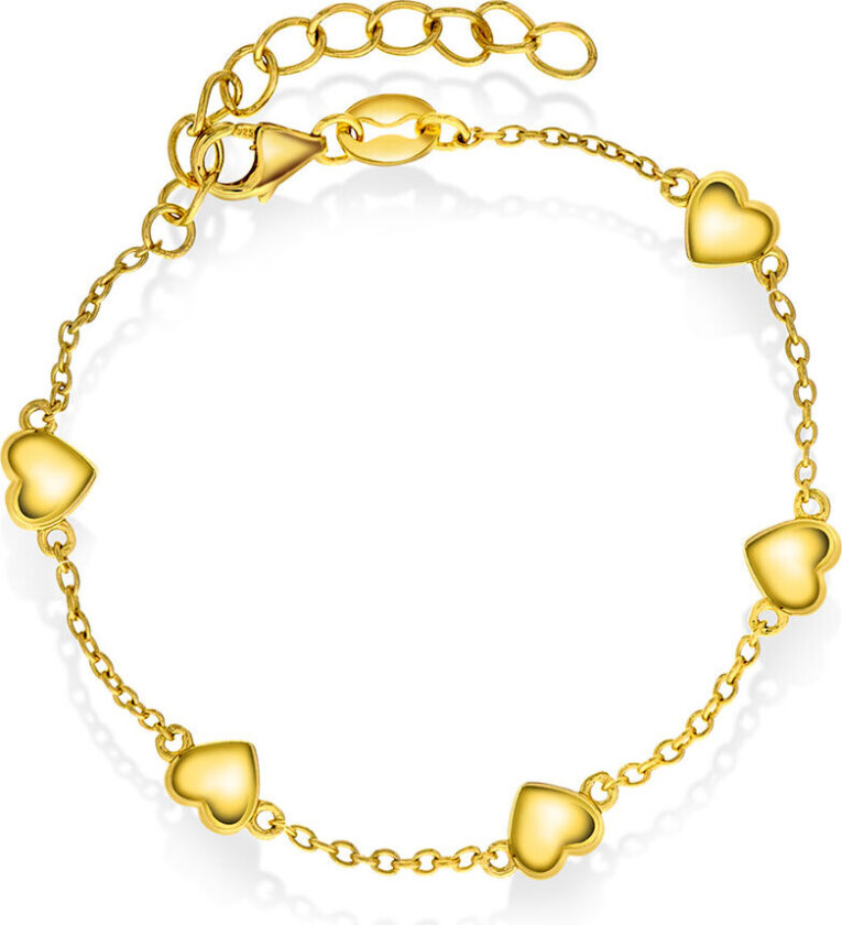 Armbånd til barn i 925 forgylt sølv og hjerter