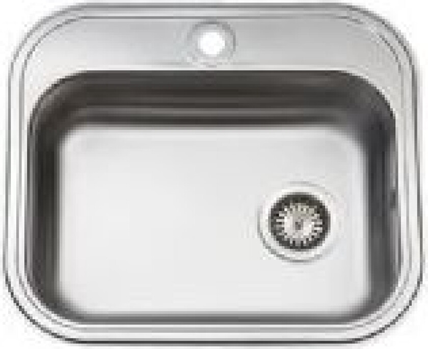 Intra rustfri stål køkkenvask 550x480 mm (480x340) med armaturhul og manuel strainer