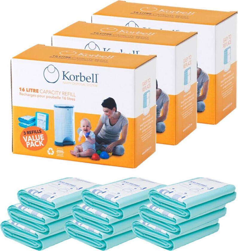 Bleiepose refill til Bleiebøtte, 9-pack