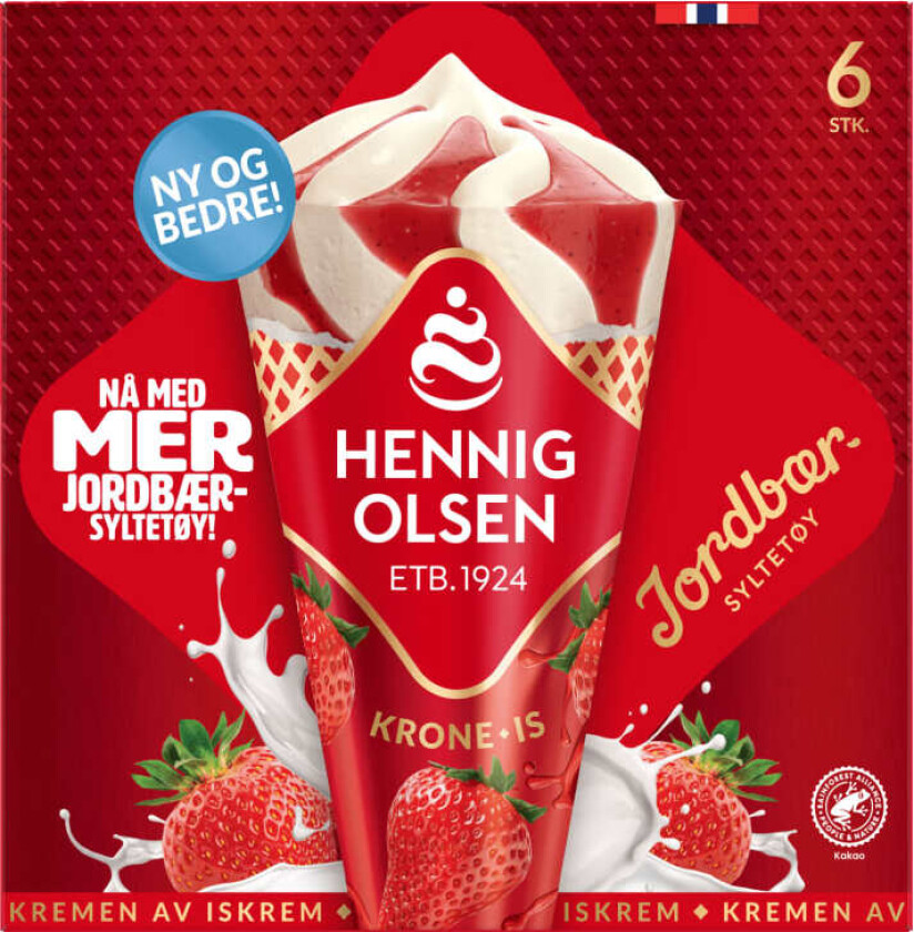 Krone-Is Jordbær 6stk