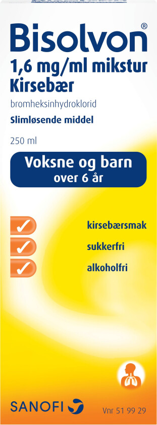 Mikstur 1,6mg/ml kirsebær, 250 ml.