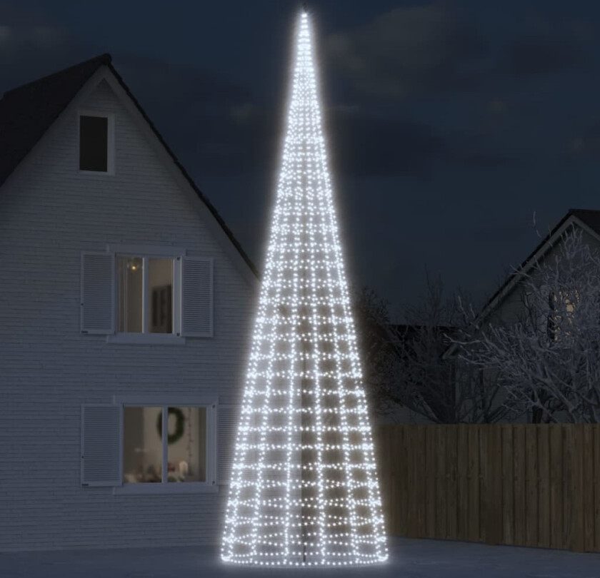 Juletrelys på flaggstang 3000 LED kaldhvit 800 cm