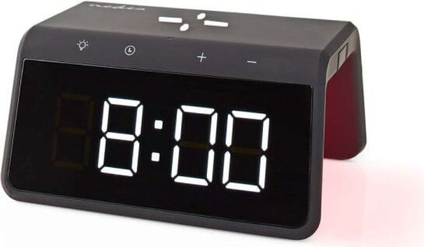 Nedis Alarm clock wireless charger Qi sertifisert 5 / 7.5 / 10 / 15 W USB-A Han Nattlys 2 Alarmtider slumrefunksjon