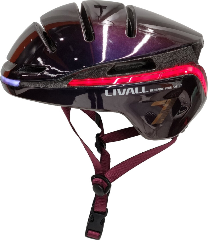 Livall EVO21 Smart Sykkelhjelm - Lilla - M: 54-58 cm