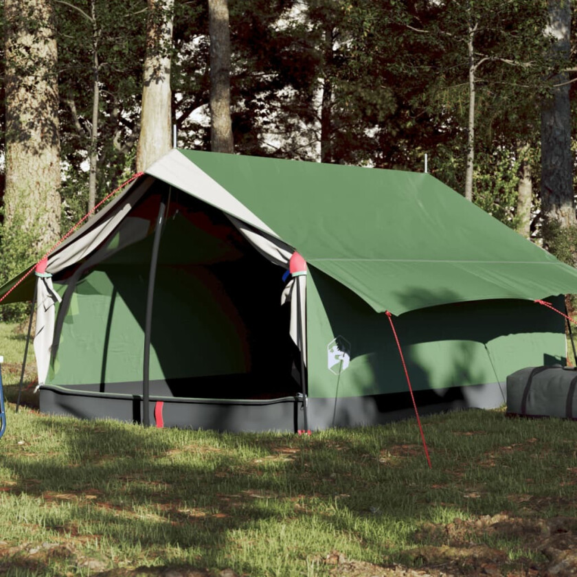 Campingtelt 2 personer grønn 193x122x96 cm 185T taft