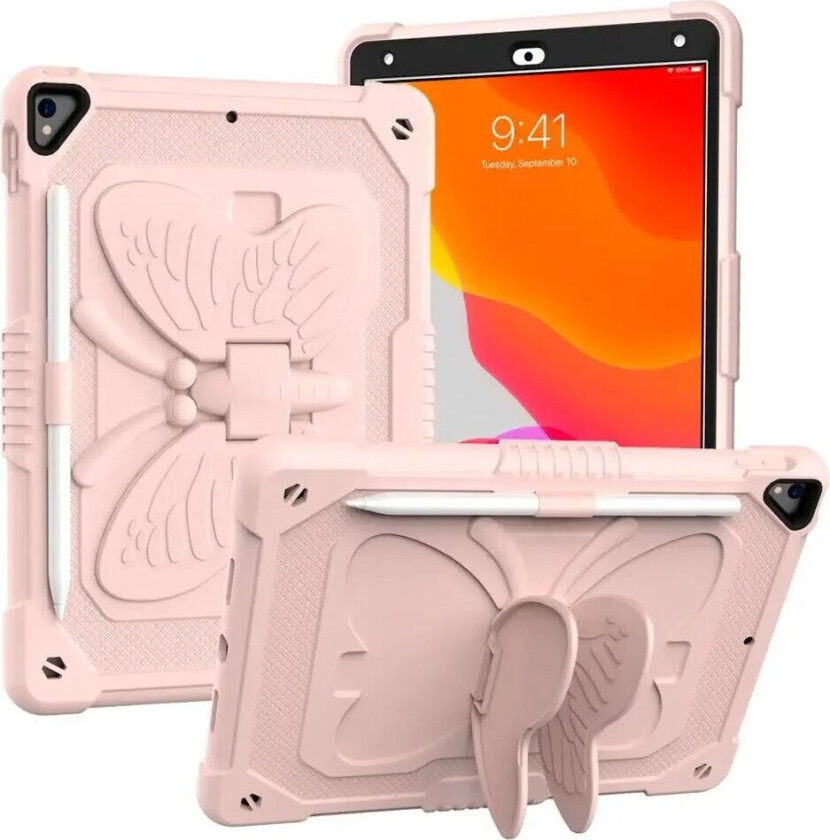 iPad 10.2" (2021 / 2020 / 2019) Butterfly Kickstand Barnedeksel - Rosa