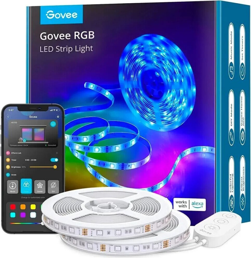 - RGB Smart Wi-Fi + Bluetooth LED Strip Lights(10m)