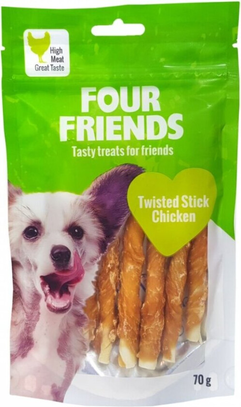 FourFriends Dog Twisted Stick Chicken 12,5 cm (7-pack)