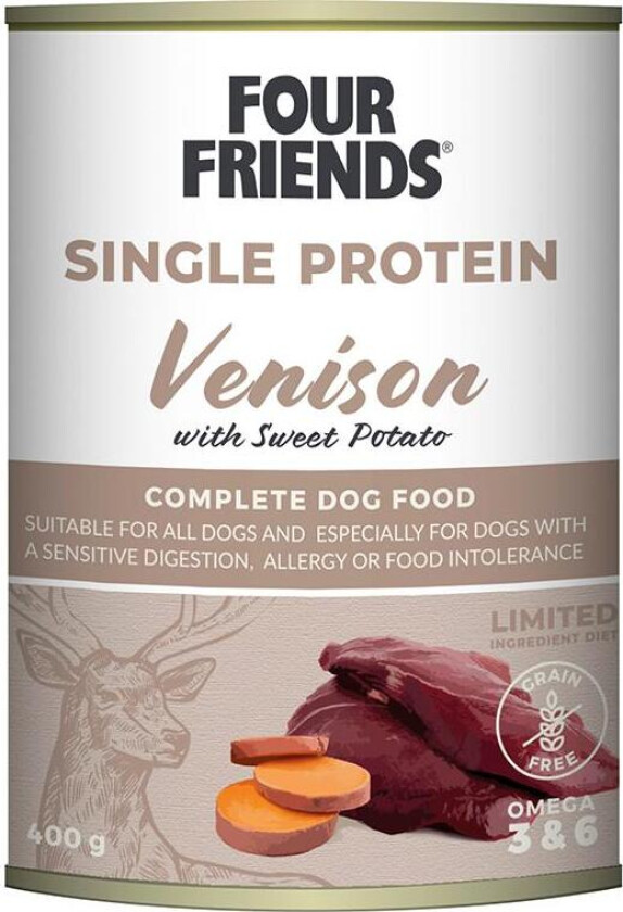 Four Friends Dog Single Protein Venison & Sweet Potato 400 g